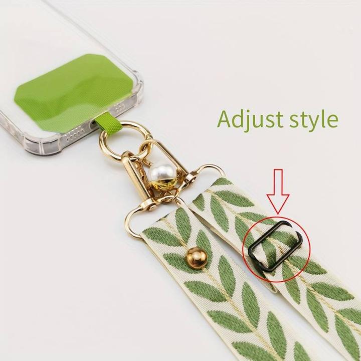 Image du produit PhoneLook Lanière universelle de téléphone élégante et ajustable en tissu avec fausse perle
