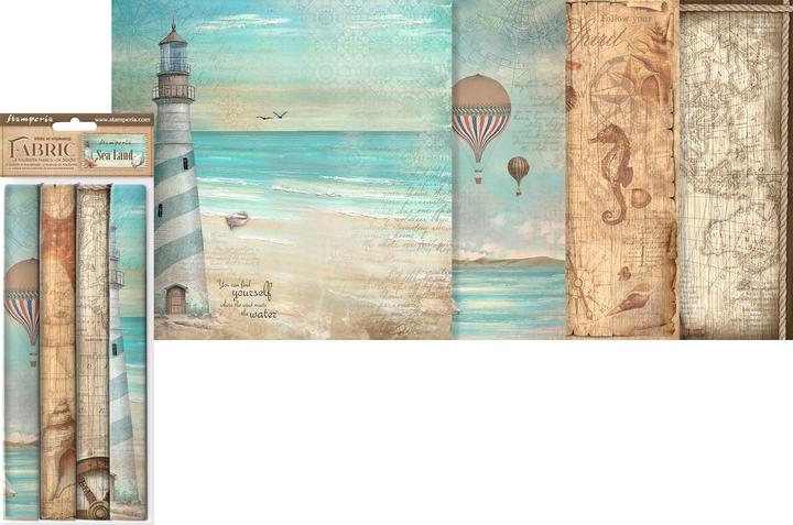 Stamperia Stoffpaket "Sea Land", 4er-Set, 4 Designs à 30x30 cm (30 x 30 cm)