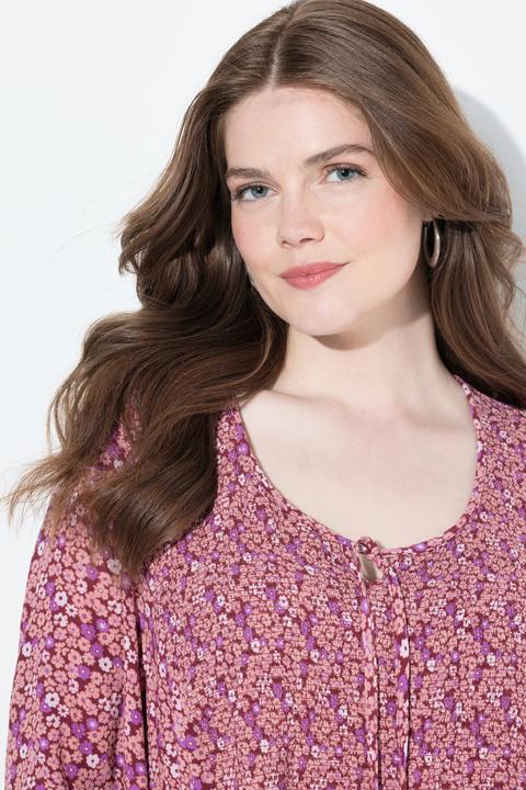 Produktbild Ulla Popken Smokbluse, Blüten, A-Linie, Rundhals, 3/4-Arm (42, 44)
