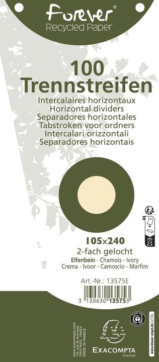 Produktbild Exacompta Trennstreifen Forever 10.5 x 24 cm, Trapez, 100 Stk. - beige