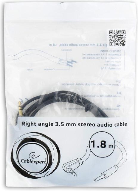 Actual product image Gembird CCAP-444L-6 Audio Cable 1.8 m 3.5mm Black (1.80 m)