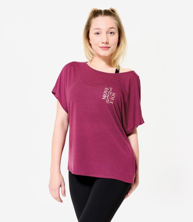 Actual product image Domyos Dance-Shirt Damen Modern Dance kurzarm fliessend - violett (XXL)
