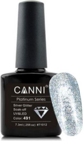 Actual product image Canni Gellacquer Platinum Silver Glitter UV/LED (Gel-Effect Nail Polish)