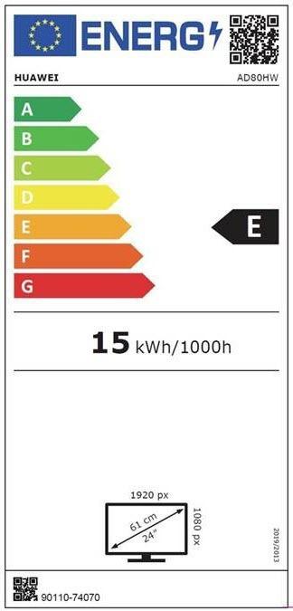 Energy Label Huawei AD80 23.8" (60.45 cm / 75Hz) monitor (Energy class E). (1920 x 1080 pixels, 23.80")