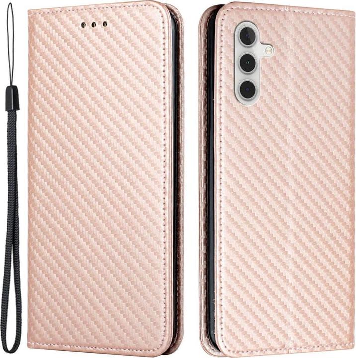 Cover-Discount Galaxy A55 - Carbon Look Flip Case rosa (Samsung Galaxy A55)