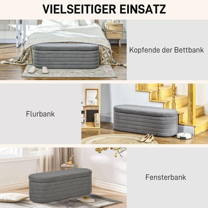 Image du produit Swisshandel24 Banc de lit de chambre, espace de rangement, pieds en bois, polaire, jusqu'à 120kg, 116x41x40.5cm (41 cm)