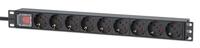 Actual product image Intellinet 19" 9-way socket strip / PDU, protective contact, 1 U