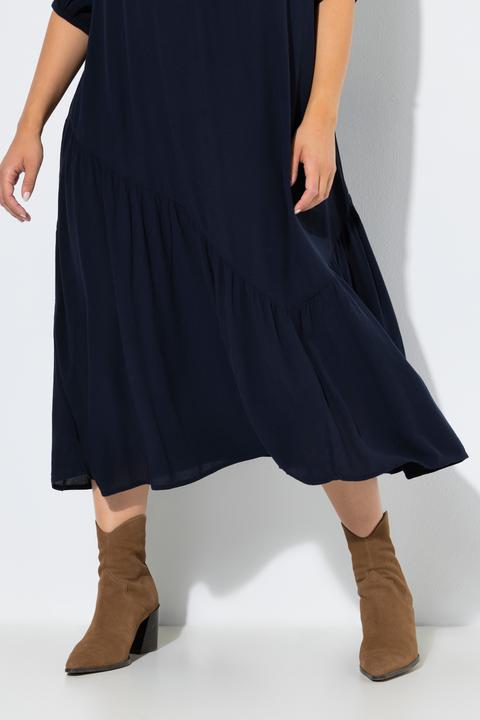 Immagine prodotto Ulla Popken Abito midi con texture, volant, scollo a girocollo e mezze maniche (62)