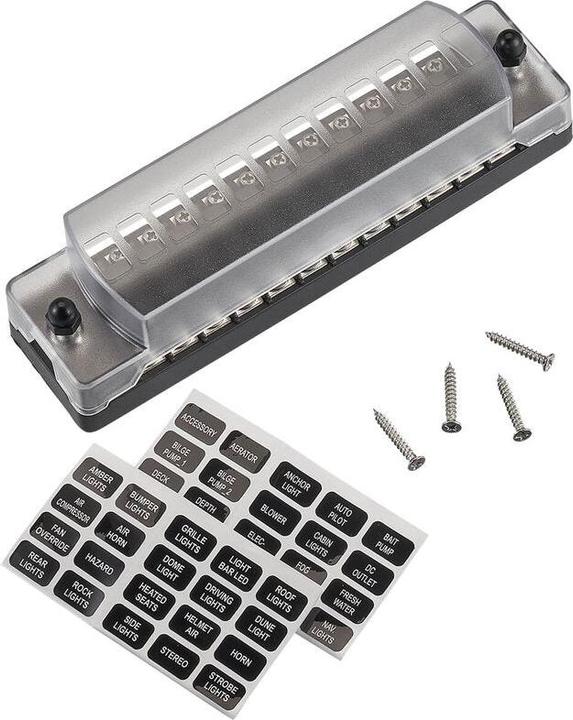 Actual product image Ective Car flat fuse strip with negative connection for 12 fuses 20A/32V DC screw connection