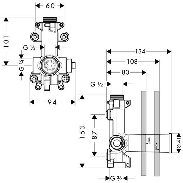 Actual product image Axor Basic body STARCK for concealed shower module 12x12