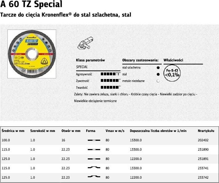 Produktbild Klingspor A 60 TZ Special Kronenflex Trennscheibe von