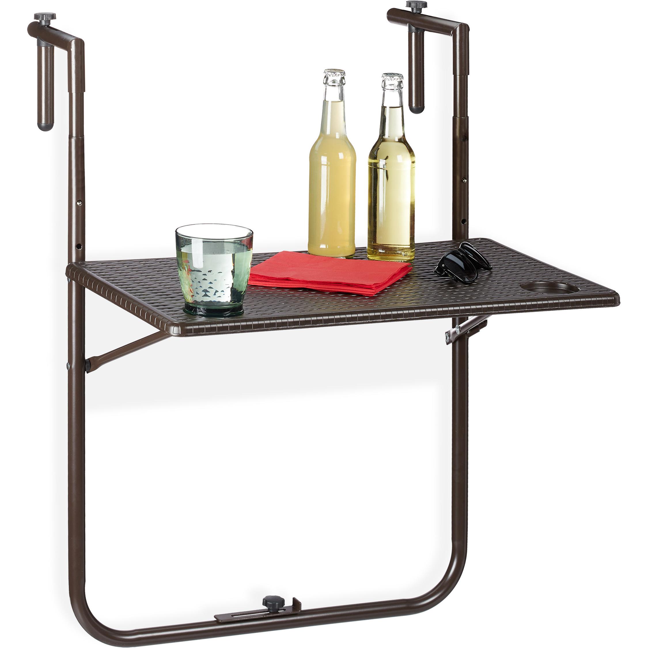 Relaxdays, Gartentisch + Balkontisch, Balkonhängetisch (59.50 cm)