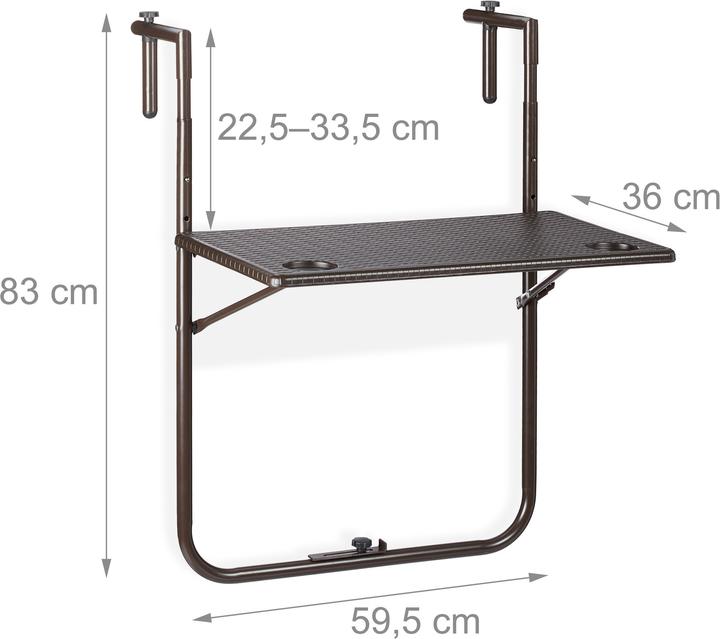 Produktbild Relaxdays Balkonhängetisch
