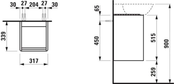 Produktbild Laufen Base für Ino Waschtischunterschrank, 1 Tür, Scharnier links, Griffleiste Aluminium eloxiert
