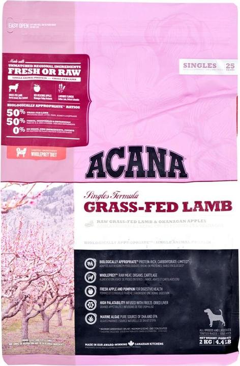 Immagine prodotto Acana Singoli di cane agnello alimentato a erba 2Kg (Adulto, 1 pz., 2000 g)