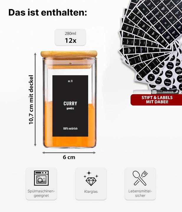 Produktbild Deco haus Vorratsgläser-Set mit Deckel (0.28 l)
