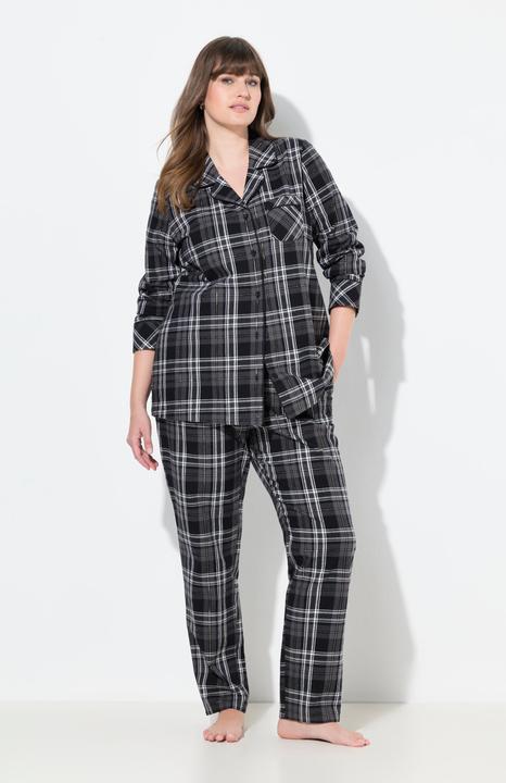 Produktbild Ulla Popken Pyjama, Flanell, Karo, Reverskragen, Langarm (46, 48)