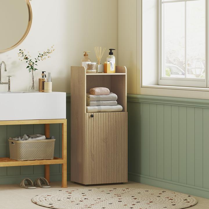 Actual product image Homcom Badezimmerschrank Spanplatte, MDF Eiche (31 x 31 x 104 cm)