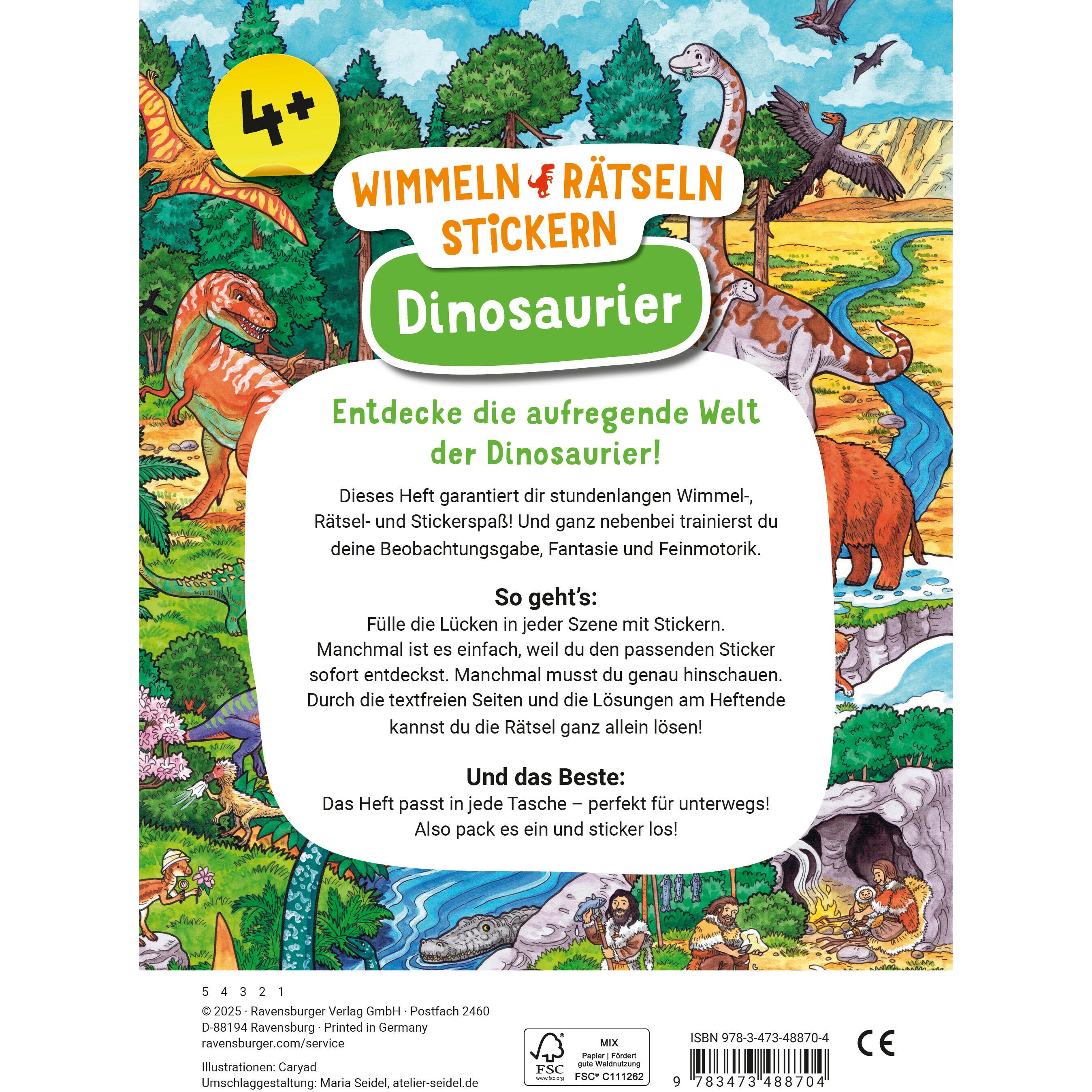 Thumbnail - Ravensburger, Sticker, Wimmeln, Rätseln, Stickern: Dinosaurier
