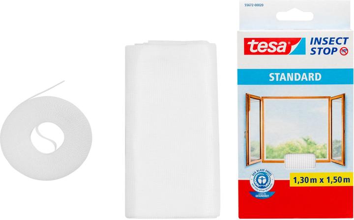 Produktbild tesa Insektenschutz STANDARD für Fenster, mit Klettband, ohne Bohren (130 x 150 cm)