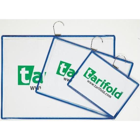 Tarifold, Informationsschild, Sichttafel A5 quer mit Haken blau 5 Stück