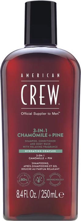Produktbild American Crew 3-in-1 Chamomile & Pine Shampoo, Conditioner & Body Wash (250 ml, Flüssiges Shampoo)