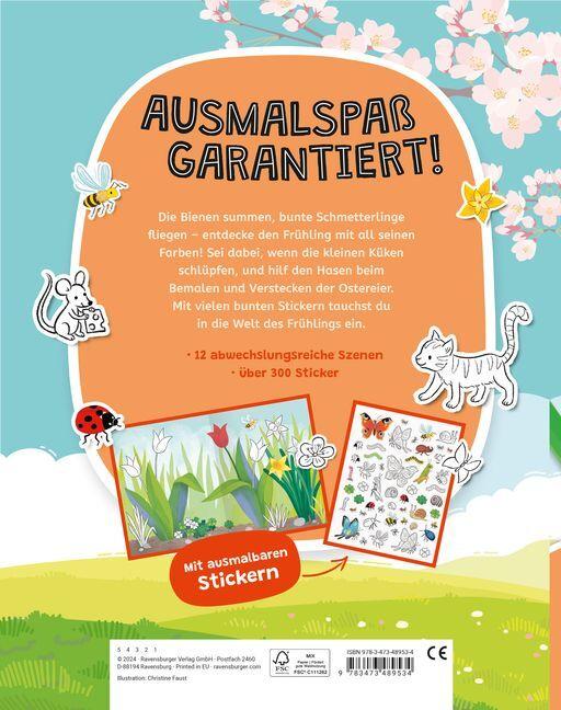 Actual product image Ravensburger My spring colouring sticker book - Large book with over 300 stickers, lots of stickers to