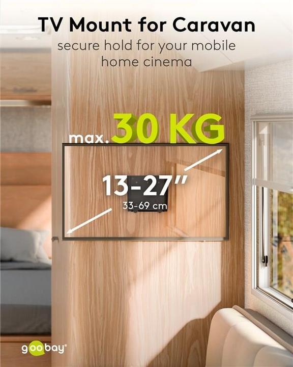 Image du produit Goobay Support TV mural Caravan FIXED S (Mur, 30 kg, 13" - 27")