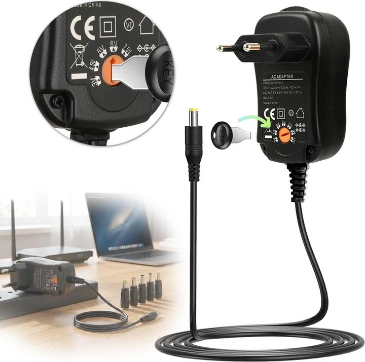 Produktbild Ideoon Universal Netzteil 3-12V 600mA 7,2W inkl. 6 Adapter, Pol-Wender & Schlüssel