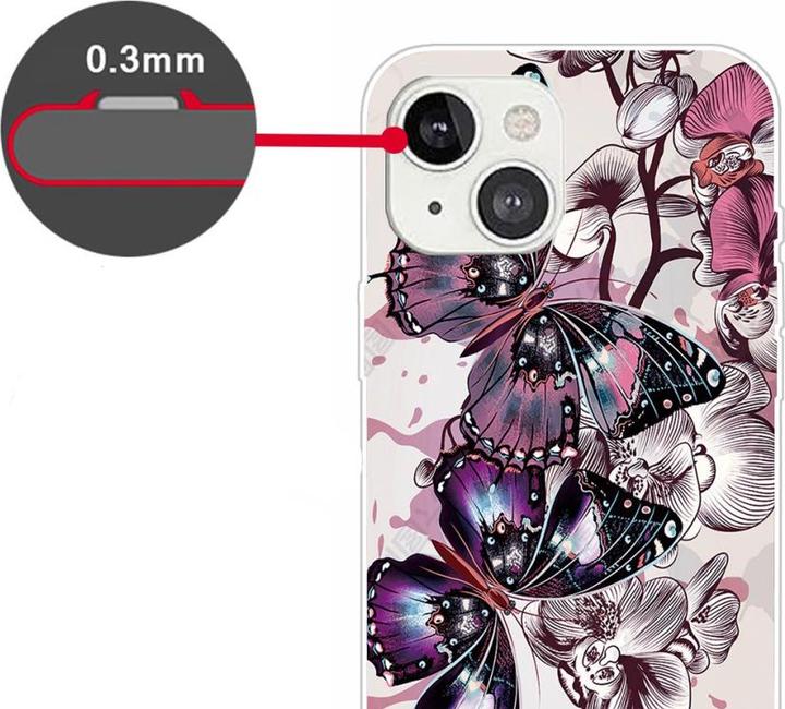 Actual product image Ueli Express iPhone 13 Super Slim rubber protective case pink butterfly (Apple iPhone 13)