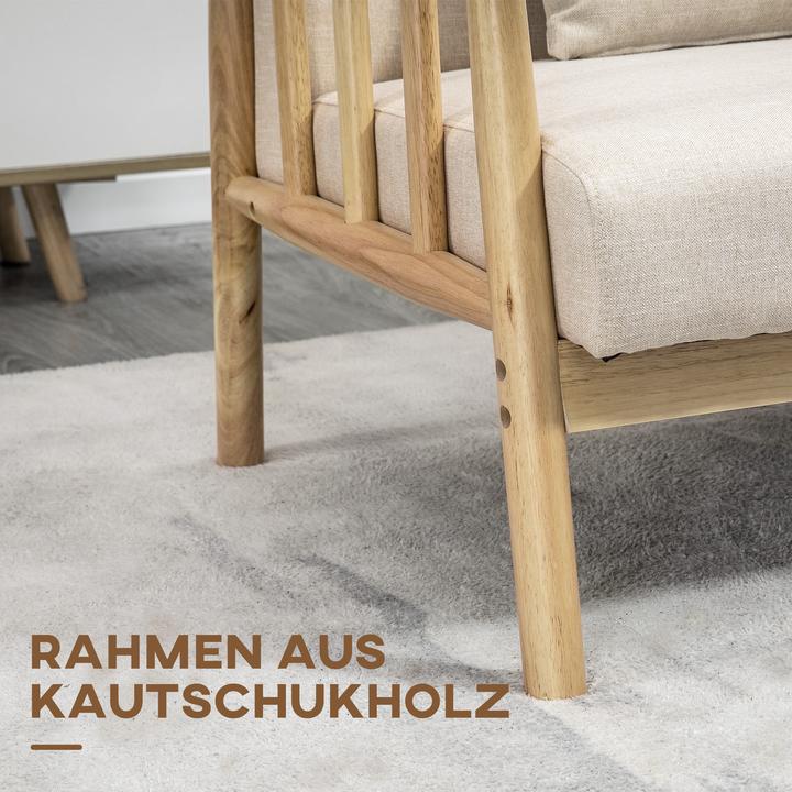 Produktbild Homcom 2 Sitzer Sofa Polyester, Gummiholz Beige (2-Sitzer)