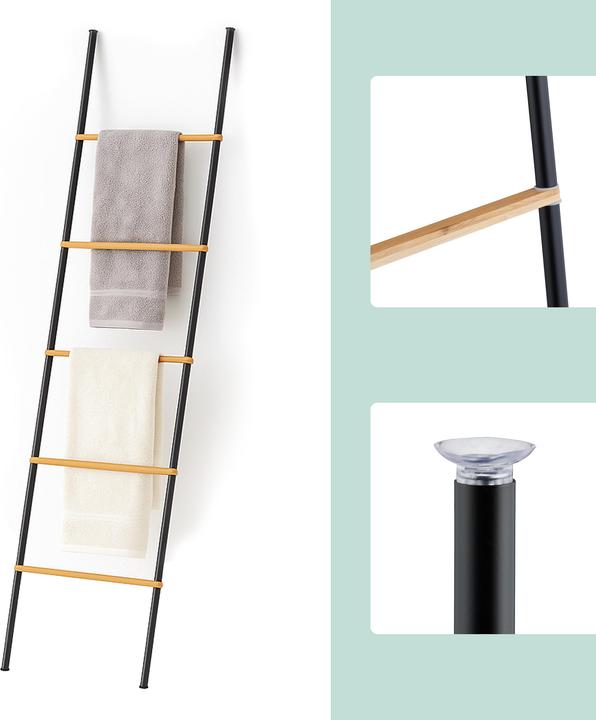 Actual product image Relaxdays Handtuchleiter aus Bambus und Eisen