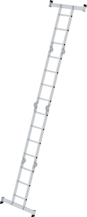 Produktbild kaiserkraft Vielzweckleiter 4-teilig mit nivello-Traverse 2x3 + 2x4 Sprossen (Mehrzweckleiter, 420 cm)