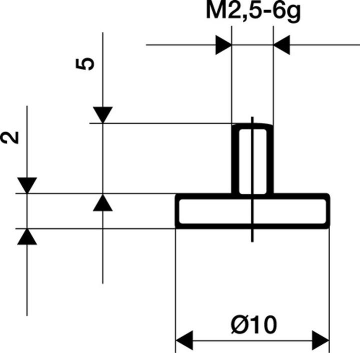 Käfer Élément de mesure Ø 10 mm plan M2,5 carbure de tungstène adapté aux comparateurs à cadran