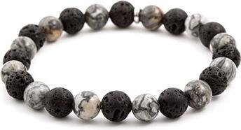 Produktbild Beneto Beaded bracelet made of lava stone and jasper MINK59 - Length: 17 cm (L) (17 cm, Jaspis, Lava Stein)