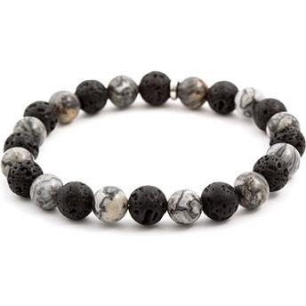 Beneto, Armschmuck, Beaded bracelet made of lava stone and jasper MINK59 - Length: 19 cm (L), (19 cm, Lava Stein, Jasper...