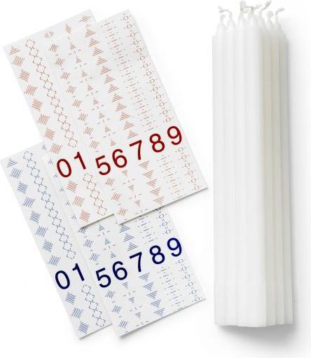 Produktbild Dottir Candles Ø 13 mm 10 pcs - White with transfers (81201)