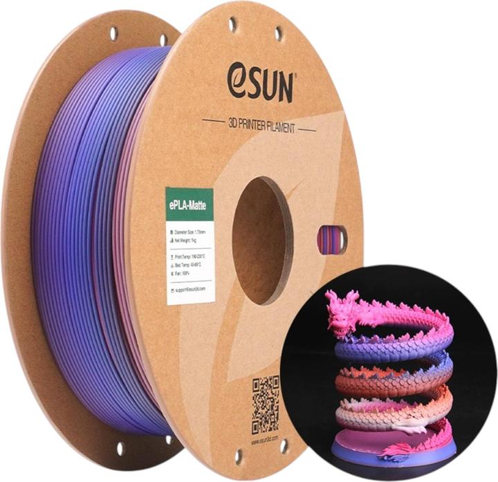 Image du produit eSUN ePLA-Matte Rainbow Fruit Candy Filament 1.75mm 1Kg (PLA, 1.75 mm, 1000 g, Multicolore)