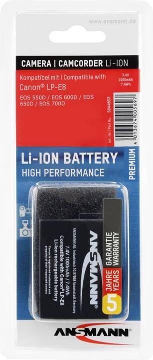 Productafbeelding Ansmann Canon LP-E8 batterij (Batterij van de camera)