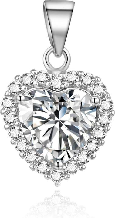 Agato Pendentif en argent étincelant avec zircons Heart AGH744 (Argent)