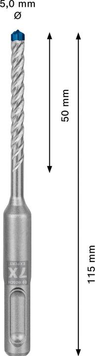 Immagine prodotto Bosch Professional Zubehör Trapano a percussione Expert SDS plus-7X, 5 x 50 x 115 mm, 30 pezzi. (5 millimetri)