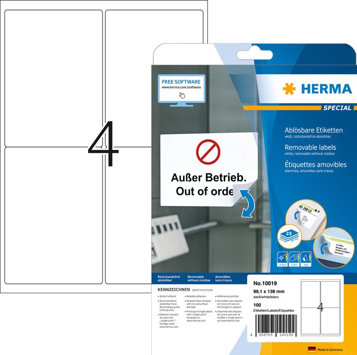 Produktbild HERMA Ablösbare Etiketten A4