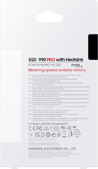 Produktbild Samsung 990 Pro mit Heatsink MZ-V9P2T0GW (2000 GB, M.2 2280)