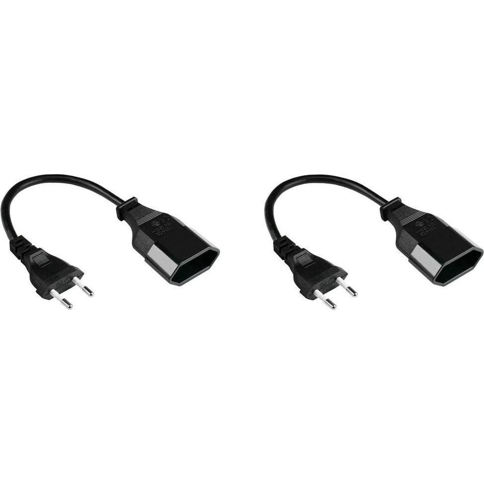 Varia, Prolunga, SK0300-S002-2 - Euro-Verlängerung Euro-Stecker Typ C an Euro-Buchse, schwarz, 0,75mm², 0,2m–2er Set (0.20 m)