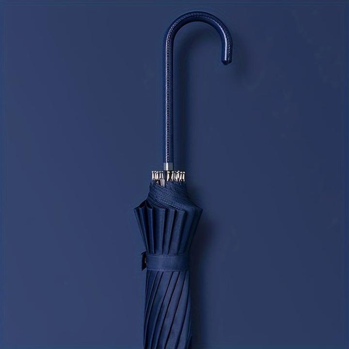 Actual product image Alopini Automatic windproof and waterproof umbrella with 16 ribs and J-shaped handle, easy to carry and use.