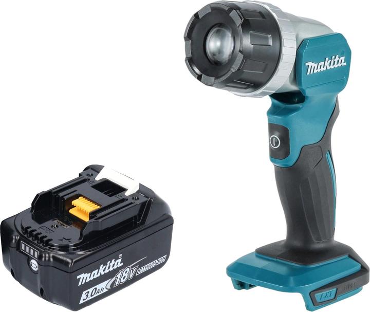 1x Makita DML 808 cordless hand lamp, 1x Makita BL 1830 B 18 V 3.0 Ah battery, without charger