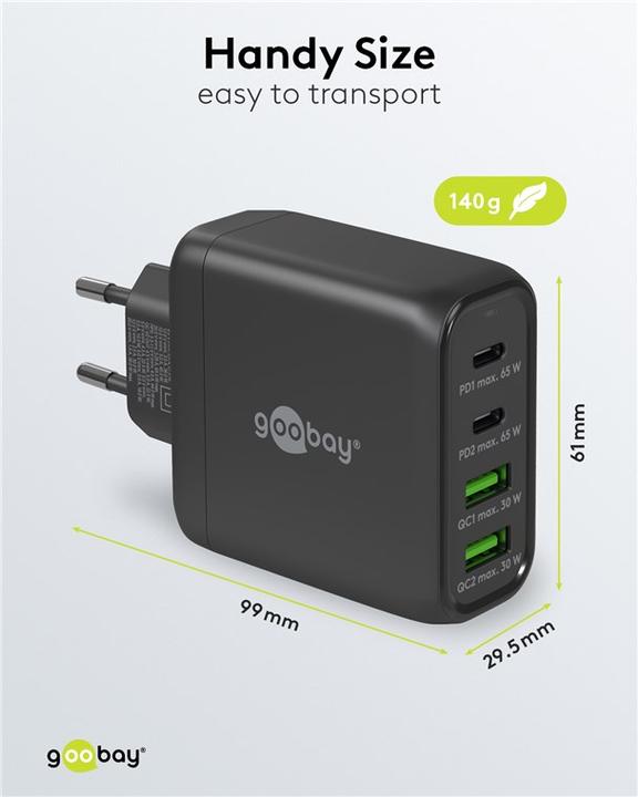 Produktbild Goobay USB Multiport Schnellladegerät mit GaN Technologie (65 W)