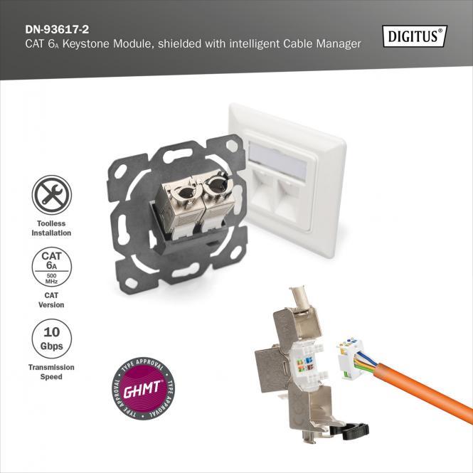 Image du produit Digitus CAT 6A Keystone Jack, blindé, 2 pièces connexion sans outils (Module Keystone)