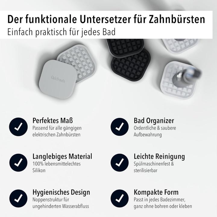 Produktbild Qikfresh Zahnbürsten Untersetzer Weiss 2er Set (Zahnbürstenhalter)
