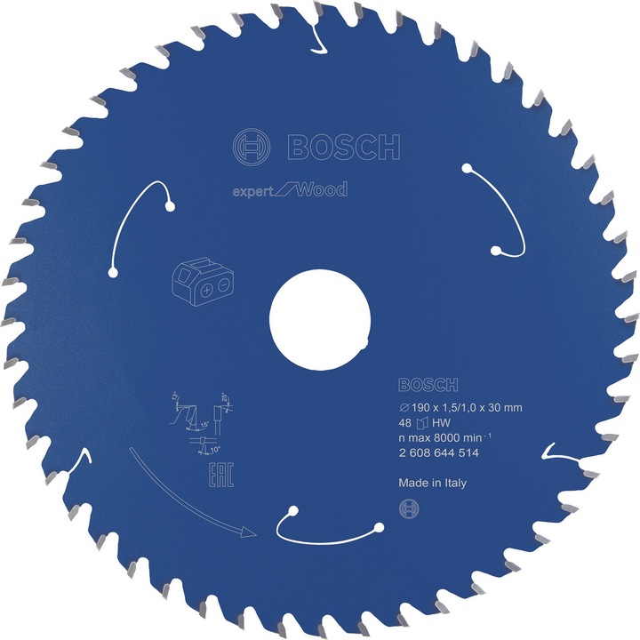 Bosch Professional Zubehör Cordless circular saw blade Expert for Wood, 190 x 1.5/1 x 30, 48 teeth